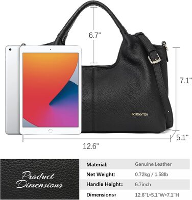 Сумка жіноча BOSTANTEN шкіряна шопер Hobo з ручкою та регульованим ременем, коричнева