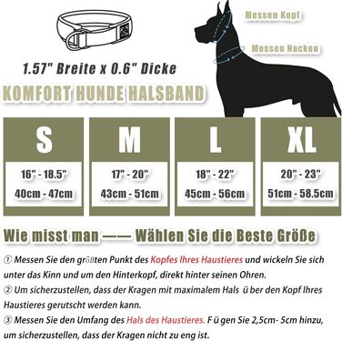 Нашийник для собак з м'якого неопрену (4 см ширина), світловідбиваючий, з міцного нейлону та стопором, зручний, для дресирування, проти потягування, розмір L (армійний зелений, обхват шиї 45-56 см)