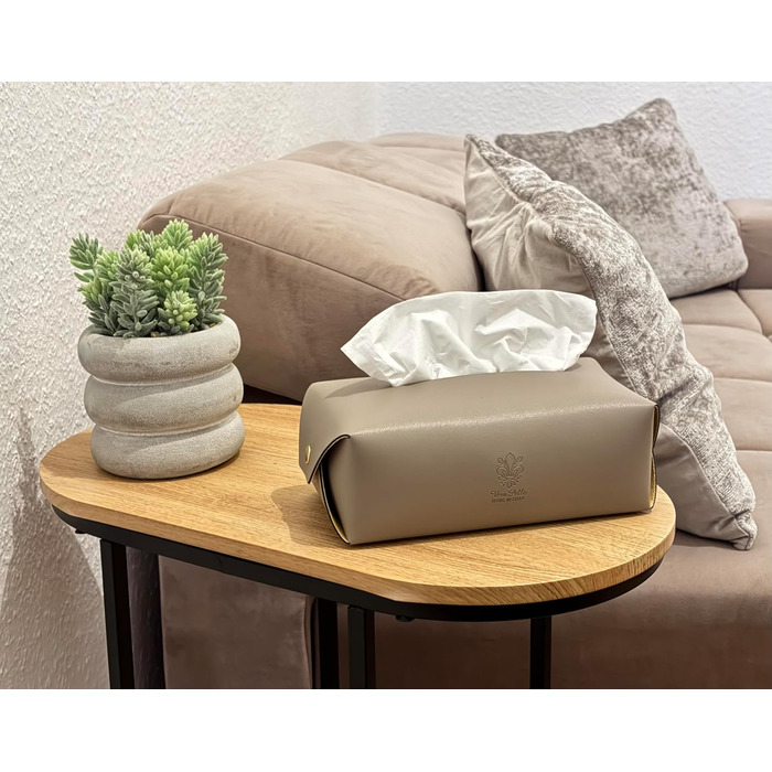 Genuine Leather Cosmetic Tissue Box, Handcrafted, Made in Italy, Perfect for Living Room, Bathroom, Kitchens, and Office/Practice (Gray)