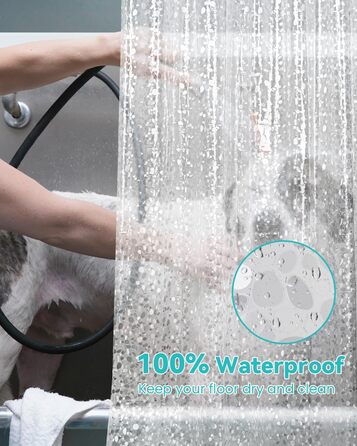 Дзеркальний душовий завіс OTraki 180x200 см, PEVA, антигрибок, з гачками та магнітами