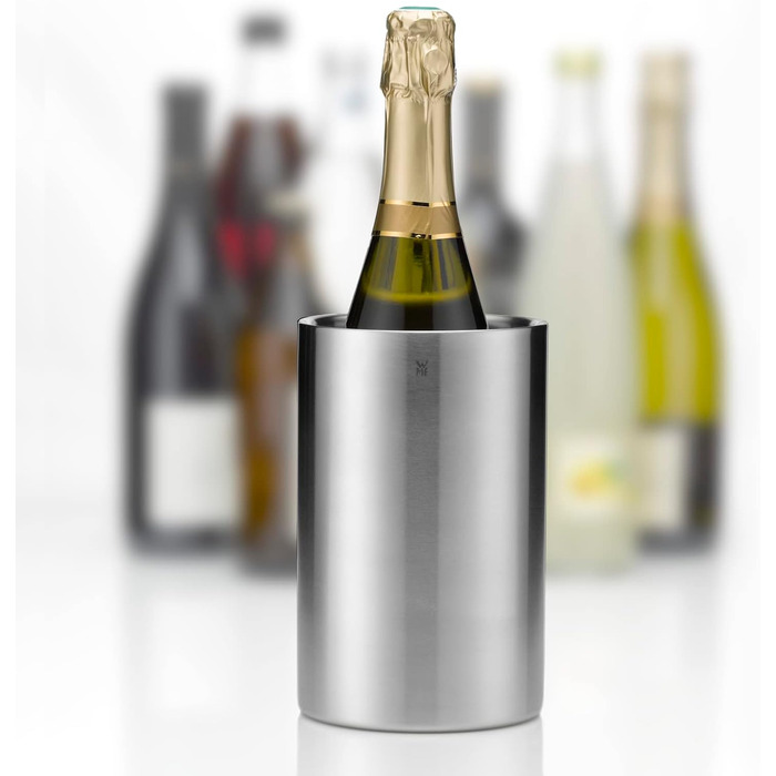 WMF Clever&More Sparkling Wine Cooler Stainless Steel 19.5 cm, Bottle Cooler Double-Walled, Keeps Longer Cool, Sparkling Wine Cooler, Wine Cooler, Ice Cube Container, Matte Finish