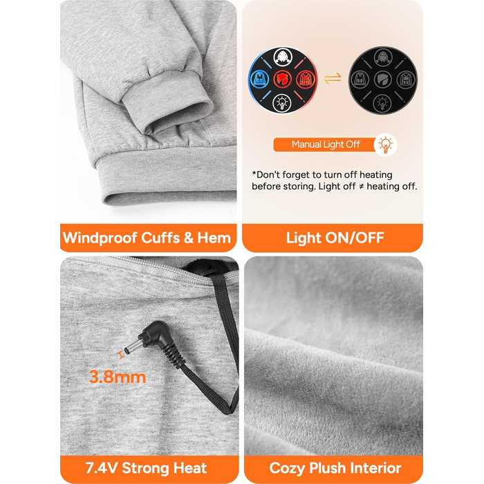 Обогріваючий жилет Dr.Prepare для чоловіків та жінок. Електричний жилет з регулюванням температури, унісекс. Ідеально для активного відпочинку, спорту та подорожей. (XXL, Сірий)
