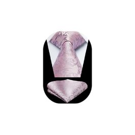 Краватка для чоловіків Hisdern з нагрудником, патерн пейслі, для весілля та формальних заходів (рожевий)