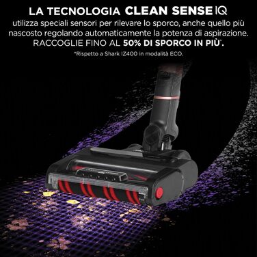 Shark Stratos акумуляторний бездротовий пилосос PowerFins Plus, 60 хв роботи, CleanSense IQ, антизаплутування волосся, насадки для щілин та різних поверхонь, рожево-антрацитова колірна гамма, IZ400EU Stratos, без насадки для тварин
