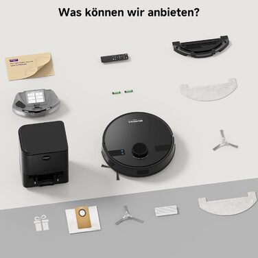 Робот-пилосос MONSGA з функцією миття, 3.5л, потужність 5000Pa, час роботи 180хв, LiDAR навігація, керування через додаток, чорний