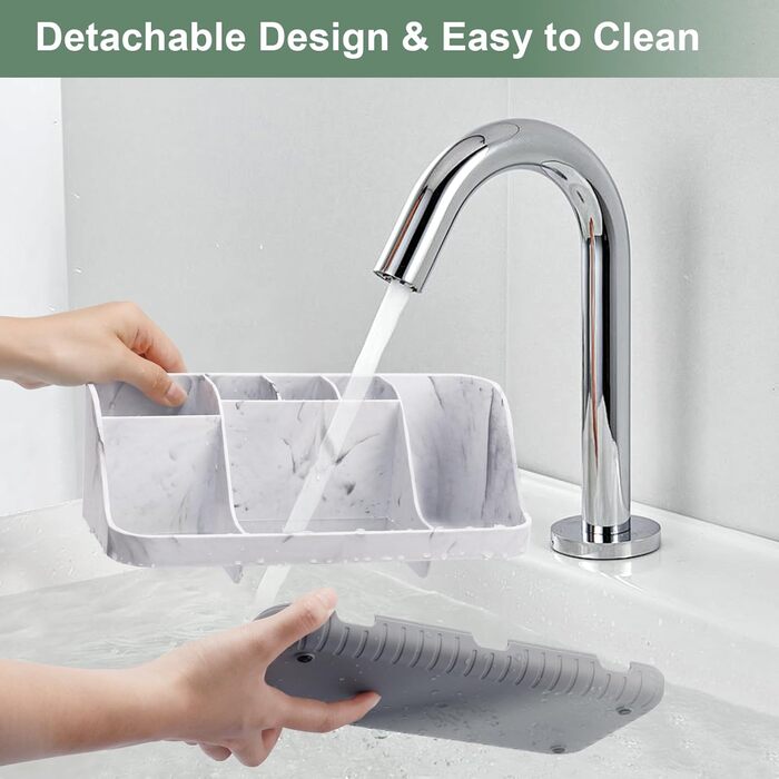 Тримач для зубних щіток у ванну кімнату: органайзер для електричної зубної щітки та пасти, 7 відділень, сірий мармур