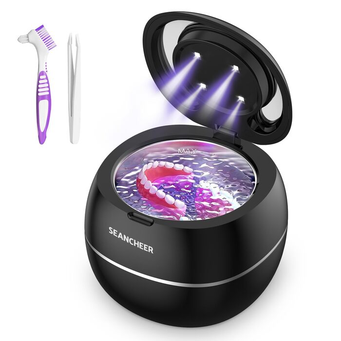 Ультразвуковий очищувач 48000 Гц з УФ-лампою | 24 Вт | 180 мл | Для зубних протезів, ретейнерів, ювелірних виробів