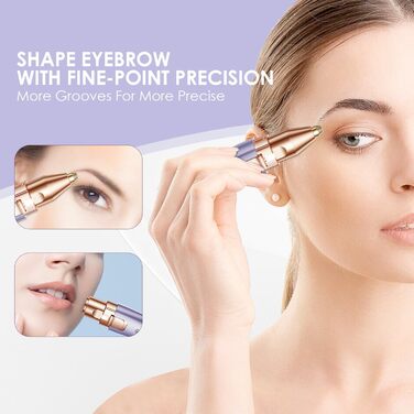 Триммер для обличчя та брів VG VOGCREST 2-в-1 з LED-підсвіткою (Рожеве золото, Фіолетовий)