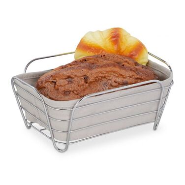 Relaxdays Bread Box Metal with Fabric Insert