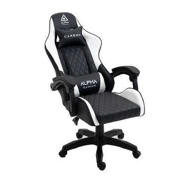 Ігрове крісло Alpha Gaming Carbon, штучна шкіра, чорно-біле