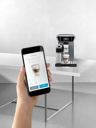 De'Longhi PrimaDonna Class ECAM 550.85.MS fully automatic coffee machine with LatteCrema milk system, cappuccino and espresso at the touch of a button, 3.5 inch TFT color display and app control, silver