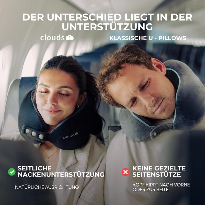 Подушка для шиї CLOUDS для подорожей: авто, літак. Memory Foam, регульована, 2 розміри (S/M), дихаючий чохол, рожевий.