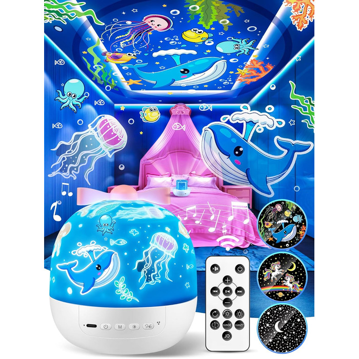Star Projector for Kids with 15 Flashing Modes, Music Box for Baby Girls with 10 Melodies, 7-Color Night Light, Kids Night Light, Star Projector Baby Gift for Girls, Kids Room Decoration (Multicolor)