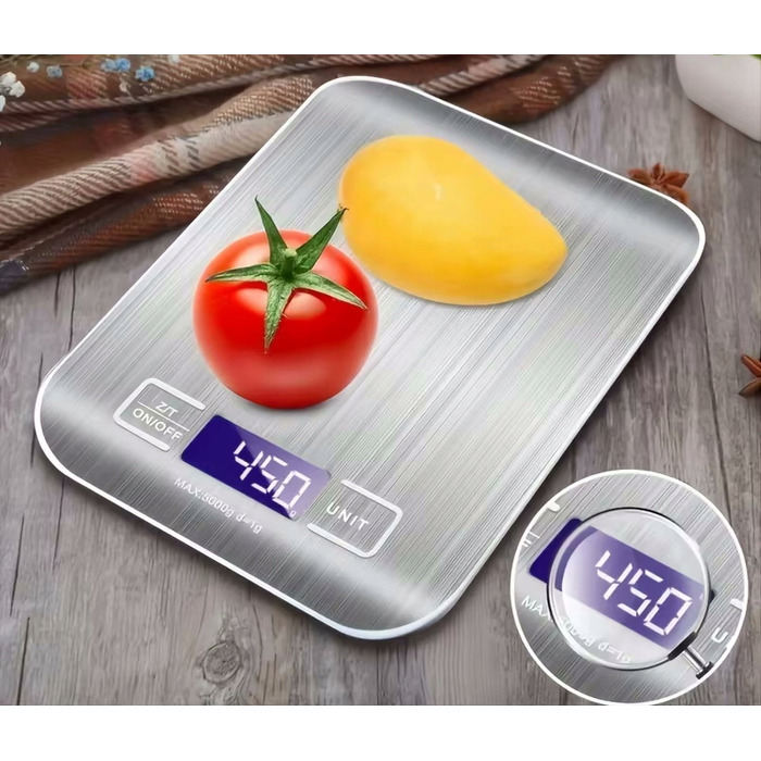 Електронні кухонні ваги високої точності 10 кг/1 г з вбудованим акумулятором та LCD-дисплеєм