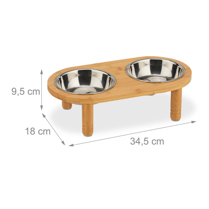 Relaxdays Dog Feeding Bar with 2 Bowls