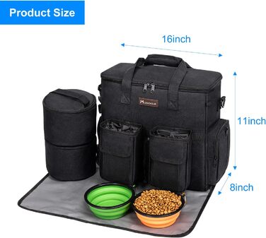 Переносна сумка для тварин, схвалена авіаперевізниками, комплект для подорожей з собакою/кішкою на вихідні, органайзер з багатофункціональними кишенями, Рожевий (S-чорний, L)