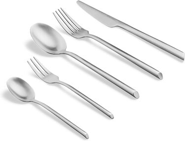 SPRINGLANE Cutlery Set 20-piece, brushed stainless steel, robust cutlery set for 4 people made of rust-resistant 18/10 stainless steel, including knife, fork, soup spoon, teaspoon, and cake fork.