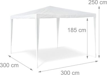 Relaxdays Pavilion Tent HBT: 2.5 x 3 x 3 m Garden Pavilion with square base and 100% PE roof Party tent for festival or celebration Pavilion with steel frame, pavilion, white