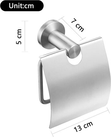 CASEWIND Toilet Paper Holder with Cover, Brushed Tissue Paper Holder, Drawn Stainless Steel Bathroom Toilet Roll Holder Wall Mount Silver