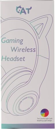 Дитячі навушники AXFEE з Bluetooth, Over-Ear з LED-підсвіткою, котячі вушка, рожево-блакитні, з мікрофоном та підтримкою Micro SD/TF для телефону/планшета/ПК