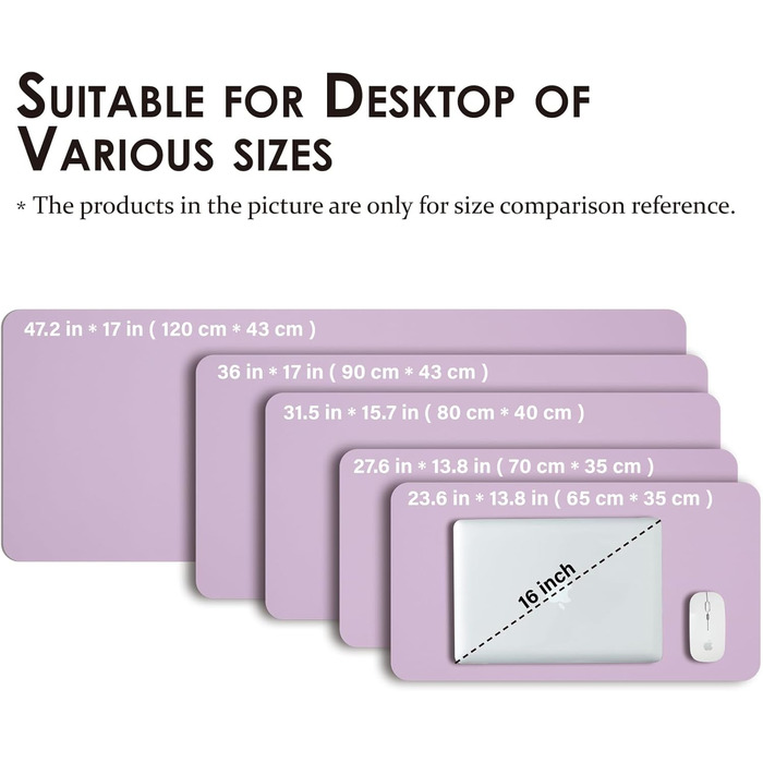 Підкладка під стіл шкіряна, антиковзаюча PU, 80x40 см, для офісу та дому, фіолетовий колір