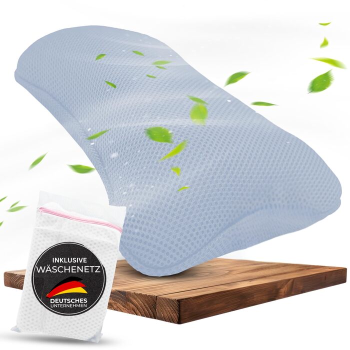 Подушка для ванни з сіткою для прання - Максимальний комфорт та релаксація з Air Mesh технологією. Подушка для ванни з 4 міцними присосками. Підтримка шиї/голови (Світло-блакитний)