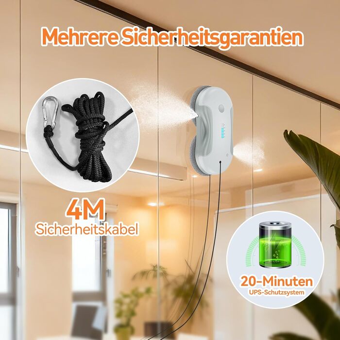 Робот для миття вікон Dual Spray, автоматичний, 5800Pa, з резервуаром 80 мл, для внутрішніх та зовнішніх вікон, сіро-білий
