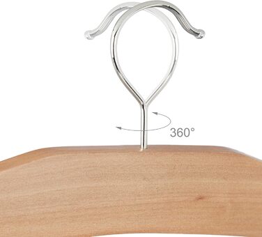 Relaxdays 10 x Rockbügel multi-clamp, trouser hanger wood, 360° rotatable hook, clothes hanger non-slip, HBT 45,5x39x2,5cm, Silver/Natural