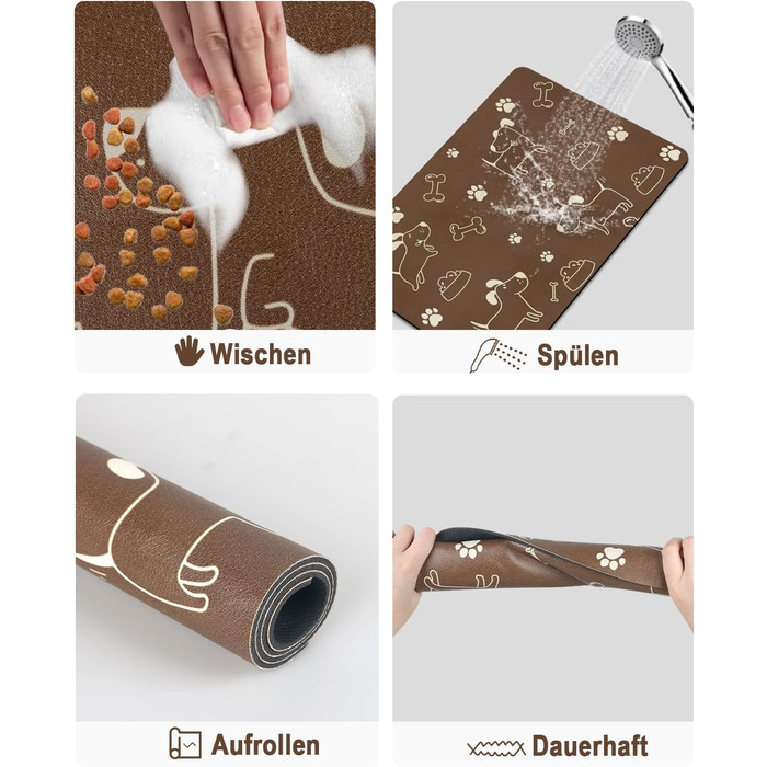 Підкладка під миску для собак та котів, неслизька, чорна 40x60 см. Швидковисихаюча, легко миється. Підкладка для миски для тварин.