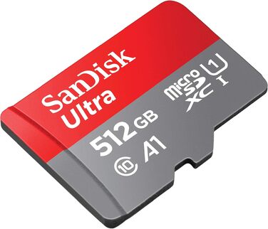 Карта пам'яті SanDisk Ultra microSDXC 512GB з адаптером SD, швидкість до 120 МБ/с, Class 10, U1, A1