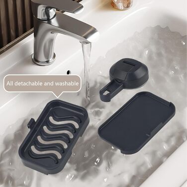 Тримач для мила настінний з піддоном, сірий (1 шт.)