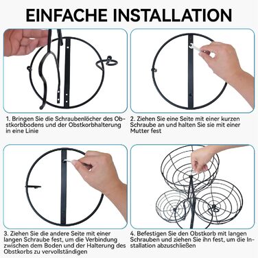 Багатоярусна підставка для фруктів Obst Etagere, чорна. 3 яруси, для кухні, вітальні, їдальні. Організація зберігання, економія місця.