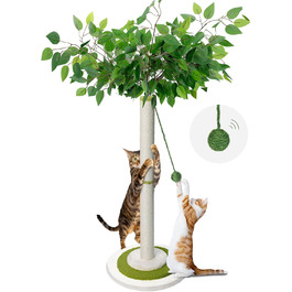 Zvonema Kratzbaum-Kratzstamm Scratching Post with 80 cm Height for Small and Large Cats, Sisal Rope Cat Scratching Post with 1 Interactive Ball, Scratching Pole Cat Furniture, for Indoor Activity, Play