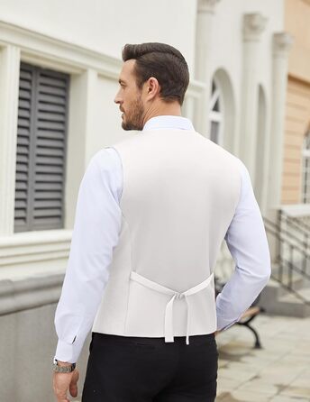 Жилет чоловічий шкіряний COOFANDY Casual Western, V-подібний виріз, 3XL, білий/опільний сад