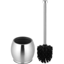 Щітка для унітазу з нержавіючої сталі, чорна, з підставкою, без свердління, з запасним змивачем, для ванної кімнати та туалету