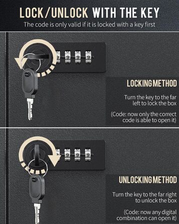 Шкафчик для ключів Uniclife на 60 позицій з комбінацією та ключовим замком, чорного кольору, з регульованими полицями. Цифрова скринька безпеки, органайзер для ключів