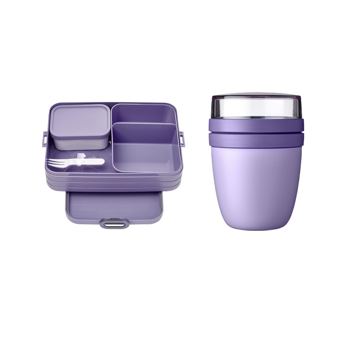 Mepal Bento Lunchbox Take A Break - ланчбокс для їжі з відділеннями, 1500 мл, колір Lila (великий набір)