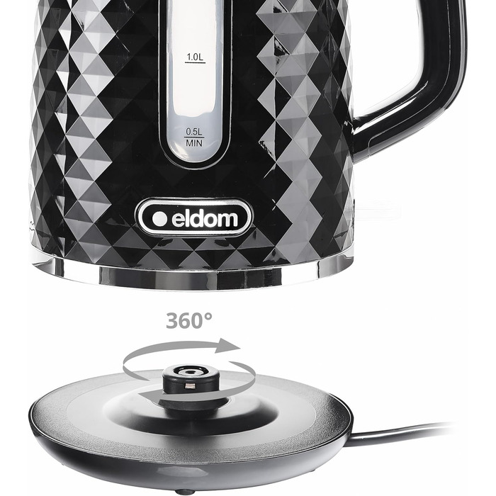 Електричний чайник Eldom C265B 1.7л, 2000W, ретро дизайн, білий | Чайник для води з індикатором рівня води