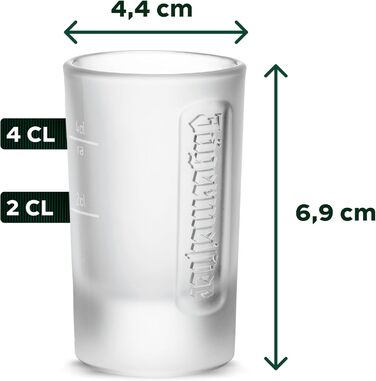 Набір шотових склянок Jägermeister 6 шт, 4cl (2cl мірна шкала) - Оригінальні склянки для шнапсу та лікеру, стійкі до посудомийної машини