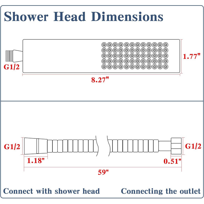 Delnet Classic High-Pressure Shower Head, Chrome, Traditional Telephone Style, Handheld Shower and 1.5m Hose (Modern, Black)