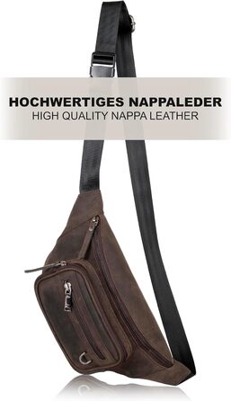 Чоловіча поясна/животна сумка Marc Peter® Varadero з натуральної шкіри Наппа | Перехресна сумка на пояс для чоловіків та жінок | Сумка на пояс з можливістю зміни ремінця (Кольори: Кольору вугілля, Мисливський)