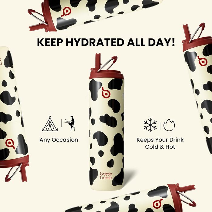BOTTLE BOTTLE Insulated Stainless Steel Water Bottle 750 ml with Straw, Lid & Handle – Leak-Proof, BPA-Free, Double-Walled – Ideal Water Bottle for Sports, Travel & Fitness (Green) (Stainless Steel)