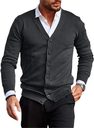 Чоловічий кардиган Runcati з в'язаного полотна, без коміра, сірий, XL