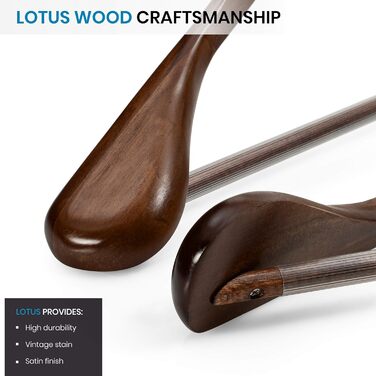 Дерев'яні вішалки Lotus ZOBER - 6 шт. - широкі, з гладкою поверхнею, обертовий гачок, перекладина для штанів, для пальто, курток, штанів та суконь, вінтажний стиль