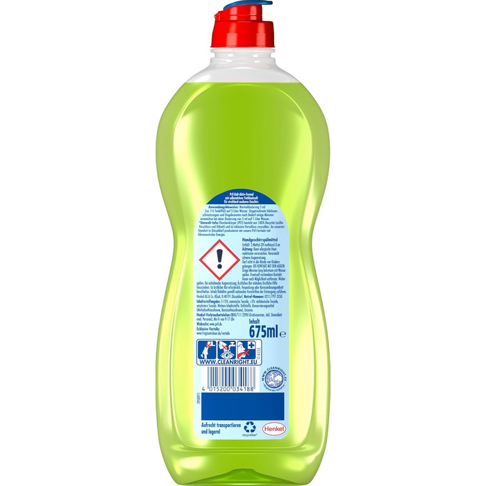 Засіб для миття посуду PRIL Original Limette з високою жиророзчинною здатністю, аромат лайма, 675 мл (набір 12 шт)