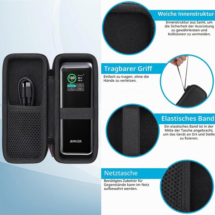 Чохол-зарядний кейс Khanka для Anker Laptop PowerBank 25,000mAh (165W) та Prime 27,650mAh (250W), захисна дорожня сумка для моделей A1695/A1340