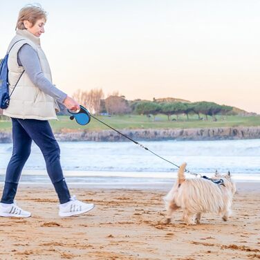 Рулетка для собак SCENEREAL: міцна, 7.9 м, для собак до 50 кг, з анти-гризучою ниткою та диспенсером для відходів (Блакитна)