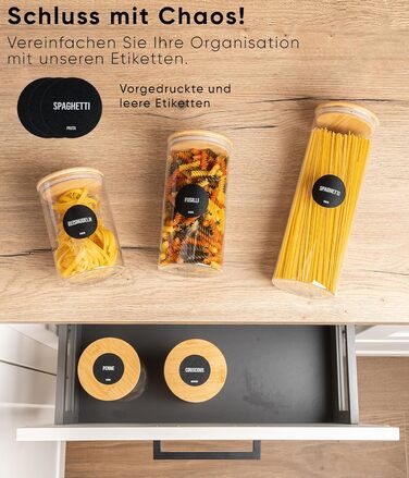 Набір контейнерів для зберігання Deco haus® 2 шт. 1.3л (з етикетками) - для кави, цукру, борошна, мюслі