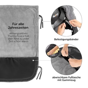 Zamboo Universal Car Seat Cover for Strollers and Buggies - Waterproof Outdoor Footmuff for Sport Carts & Joggers - Black Gray