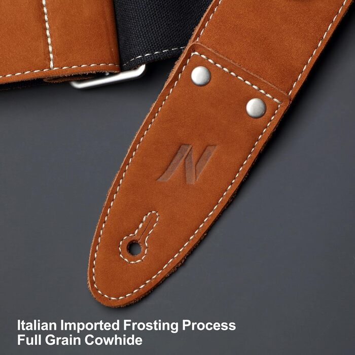 Гітарний ремінь Nefelibata з повного нубуку, з кишенькою для медіатора, для бас-, електро- та акустичної гітари, з медіаторами, кнопками та замками (Star Black) (Bc#-Coffee Brown)